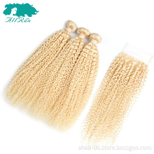 New Arrival Virgin No Tangle No Shed Human 613 Blonde Kinky Curly Hair